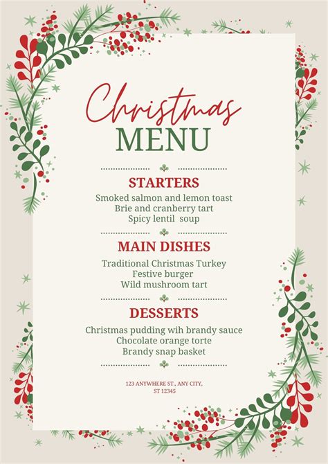 Christmas Dinner Menu Template