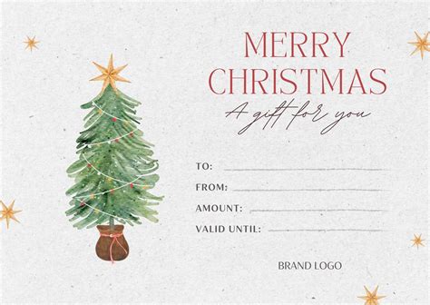 Christmas Gift Card Template Printable