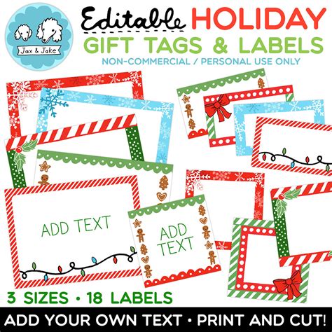 Christmas Gift Tags Printable Editable Free Download