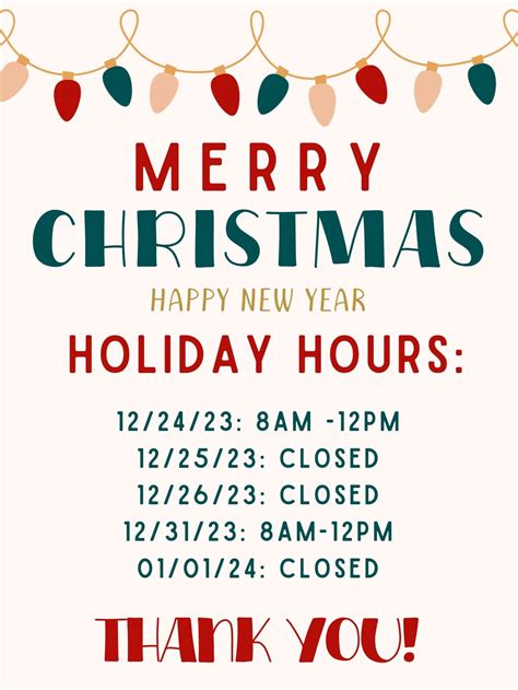 Christmas Holiday Hours Template