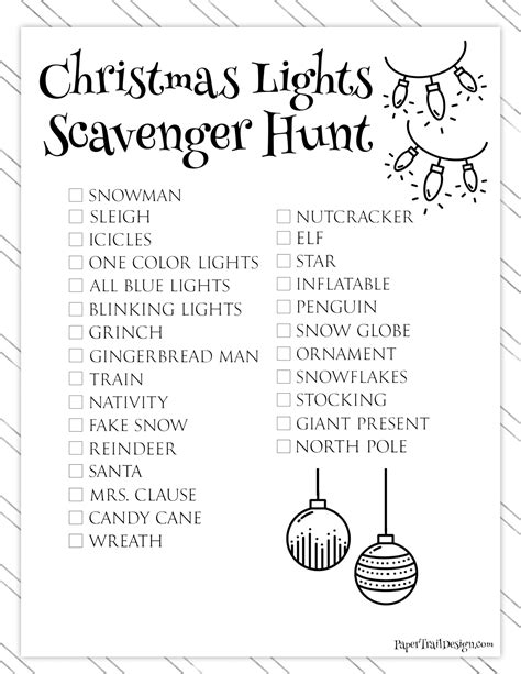Christmas Light Scavenger Hunt Printable