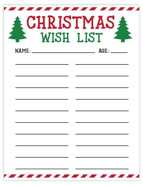 Christmas List Free Printable