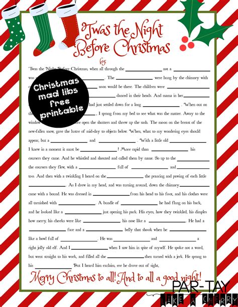 Christmas Mad Libs For Adults Printable