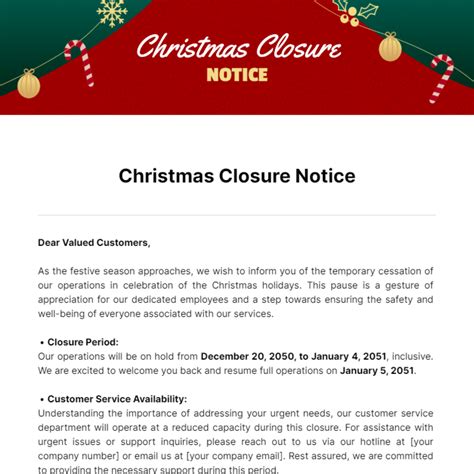 Christmas Notice Templates