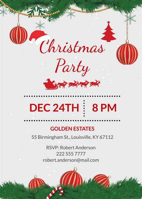 Christmas Party Invite Template Free