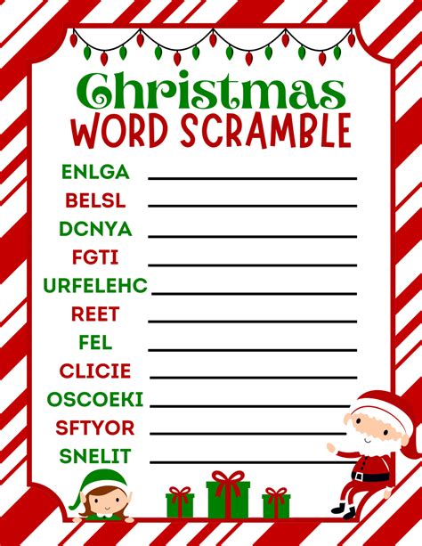 Christmas Unscramble Printable
