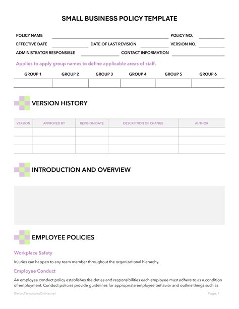 Chro E Policy Template Download
