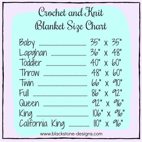 Chunky Knit Blanket Size Chart