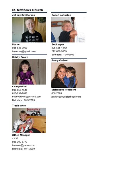 Church Directory Template