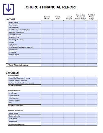 Church Financial Records Templates
