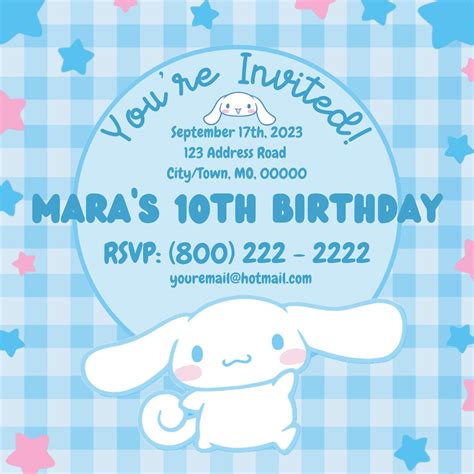 Cinnamoroll Birthday Invitation Template