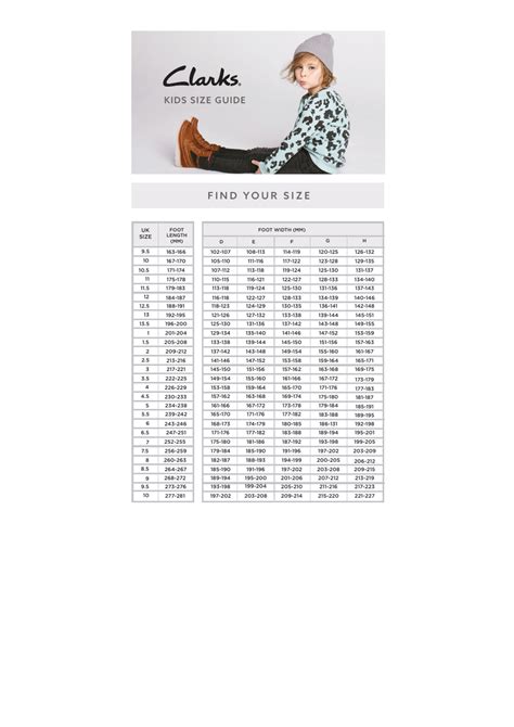 Clarks Shoe Measuring Chart