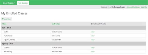 Class Catalog And Enrollments Template