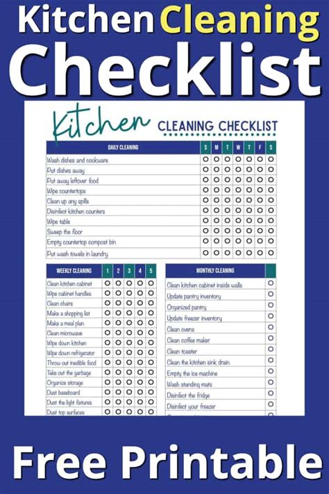 Cleaning Schedule For Kitchen Template