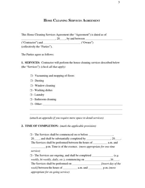 Cleaning Service Agreement Template Word