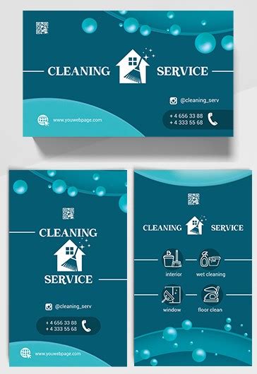 Cleaning Service Business Cards Templates Free