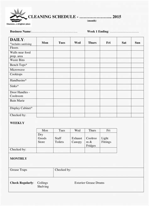 Cleaning Walk Through Checklist Template