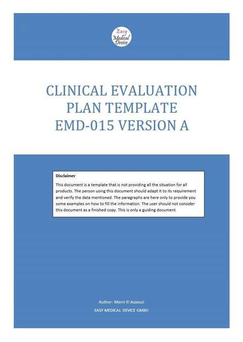 Clinical Evaluation Plan Template Mdr