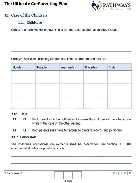 Co Parenting Plan Template
