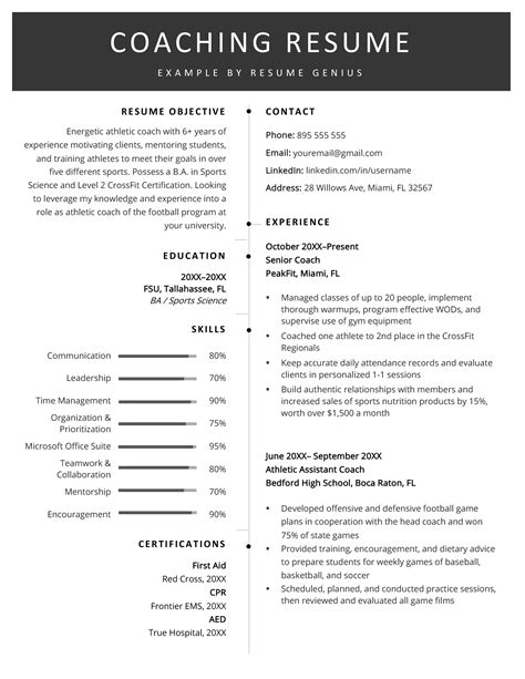 Coach Resume Template