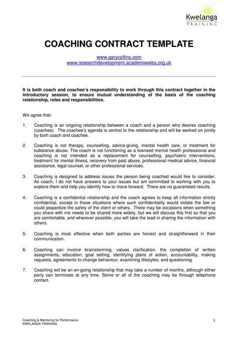 Coaching Contract Templates