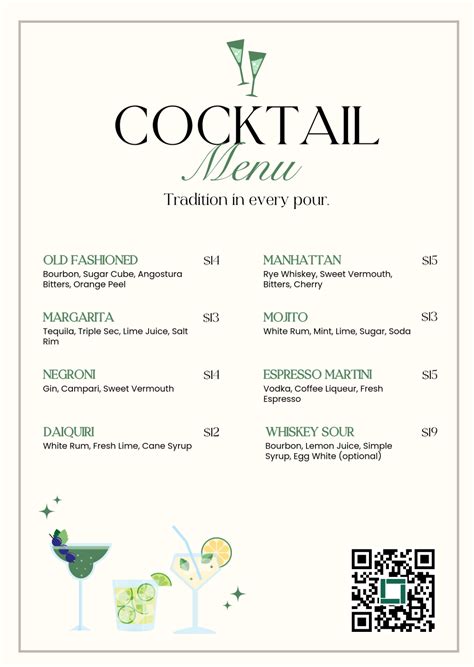 Cocktail Menu Free Template