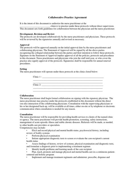 Collaborative Practice Agreement Template