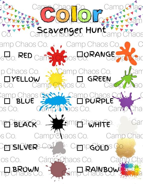 Color Scavenger Hunt Printable