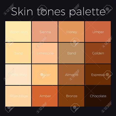 Colors For Skin Tones Chart