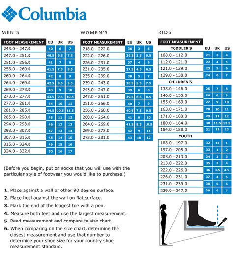 Columbia Shoe Size Chart