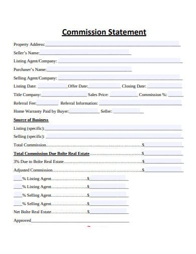 Commission Statement Template