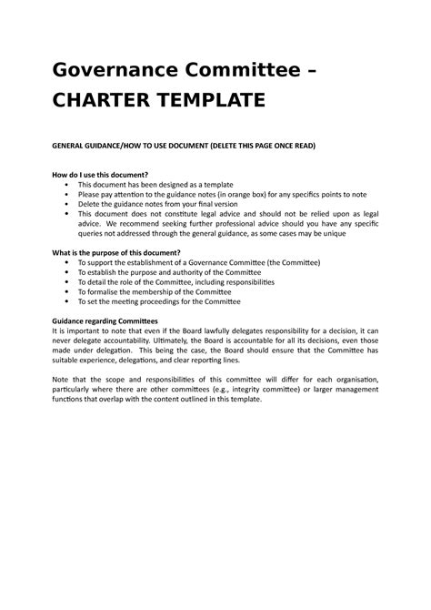 Committee Charter Template