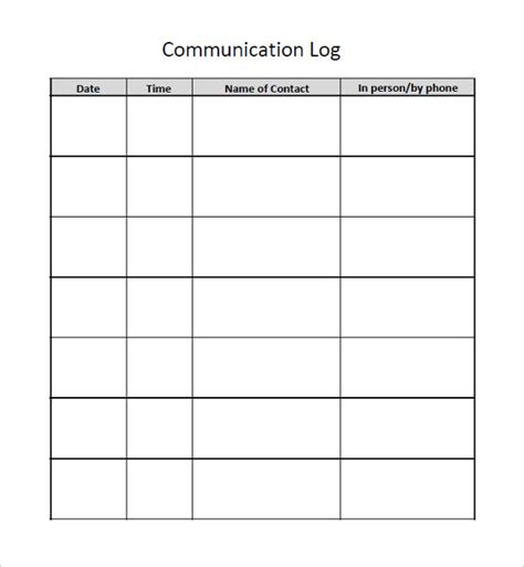 Communication Log Template Word