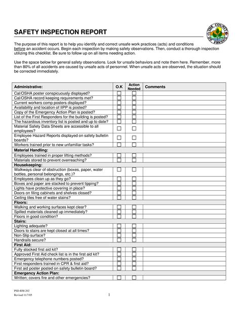 Company Core Safety Information Template