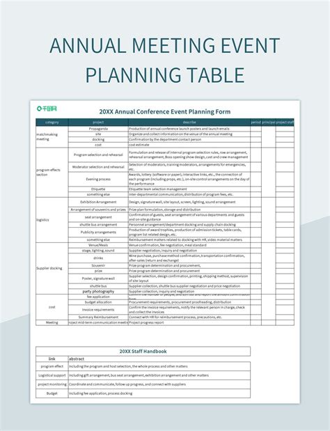 Company Event Planning Template