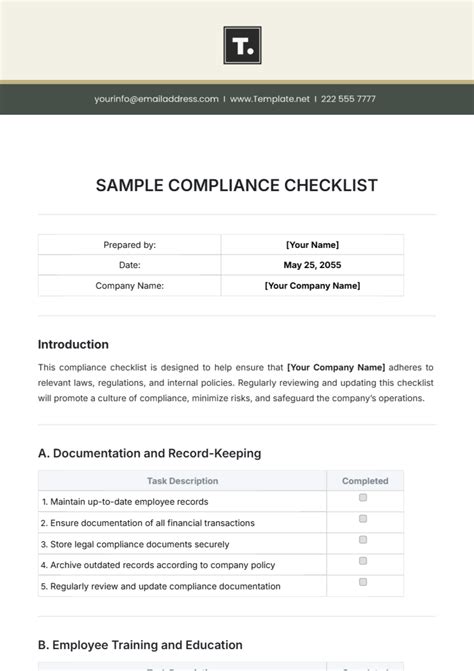 Compliance Document Template