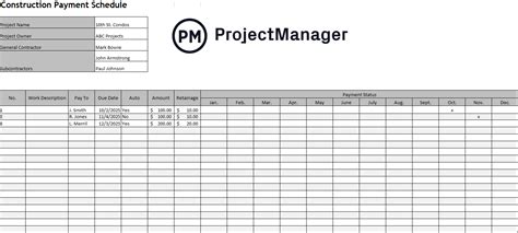 Construction Payment Schedule Template