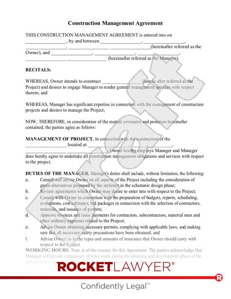Construction Project Management Agreement Template