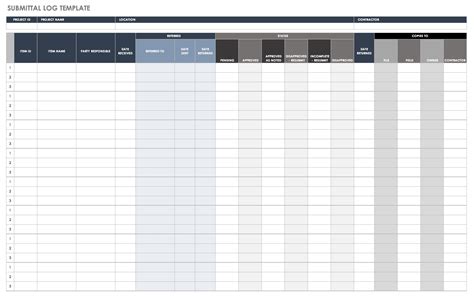 Construction Submittal Log Template