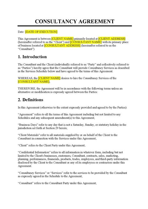Consultancy Agreement Template