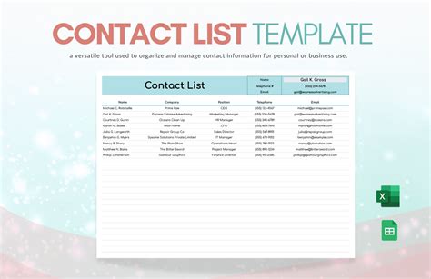 Contacts List Template