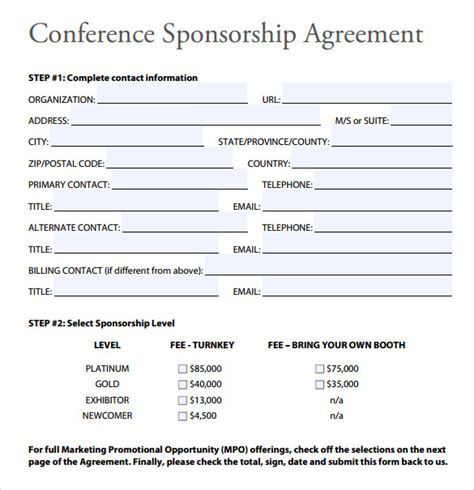 Contract For Sponsorship Template