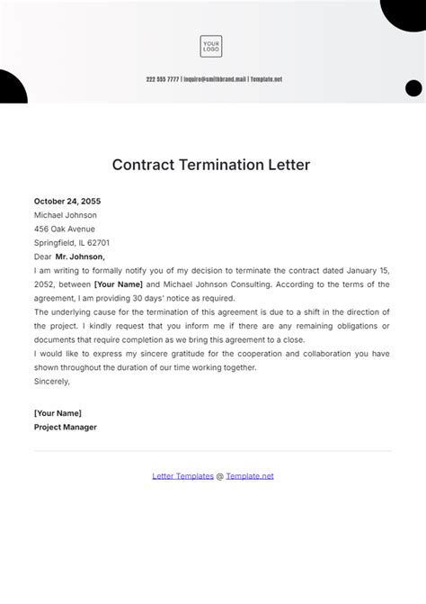 Contract Termination Letter Template