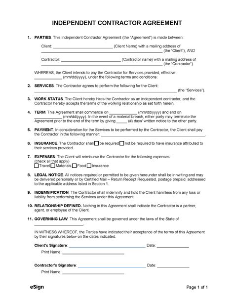 Contractor Contract Template Word