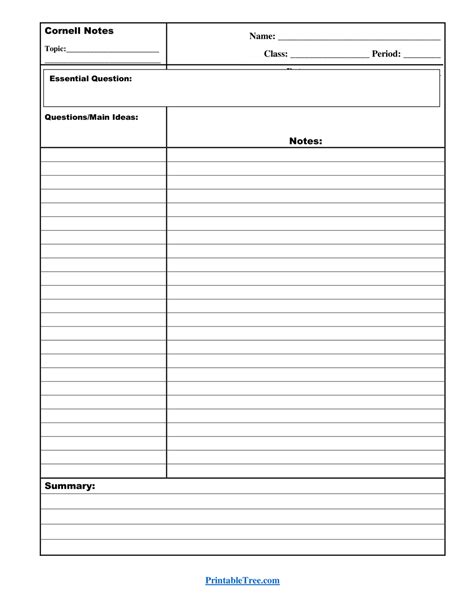 Cornell Notes Printable
