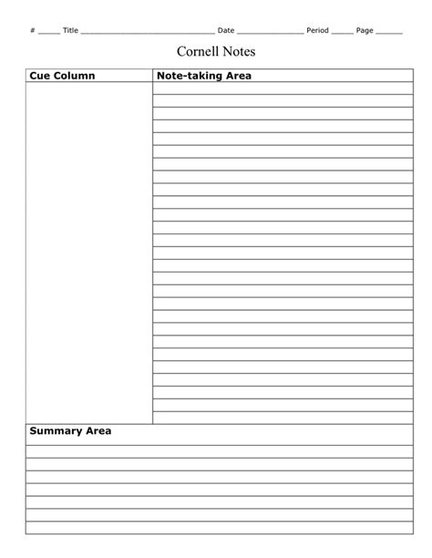 Cornell Notes Template Download Microsoft Word