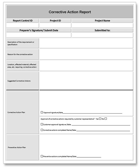 Corrective Action Report Template Word