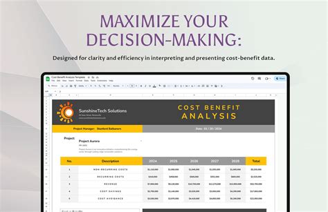 Cost Benefit Analysis Template Google Sheets