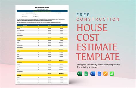 Cost Estimate Template For Construction