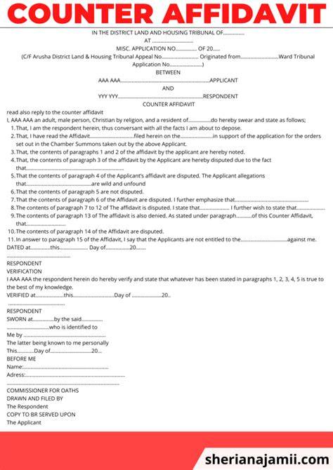 Counter Affidavit Template